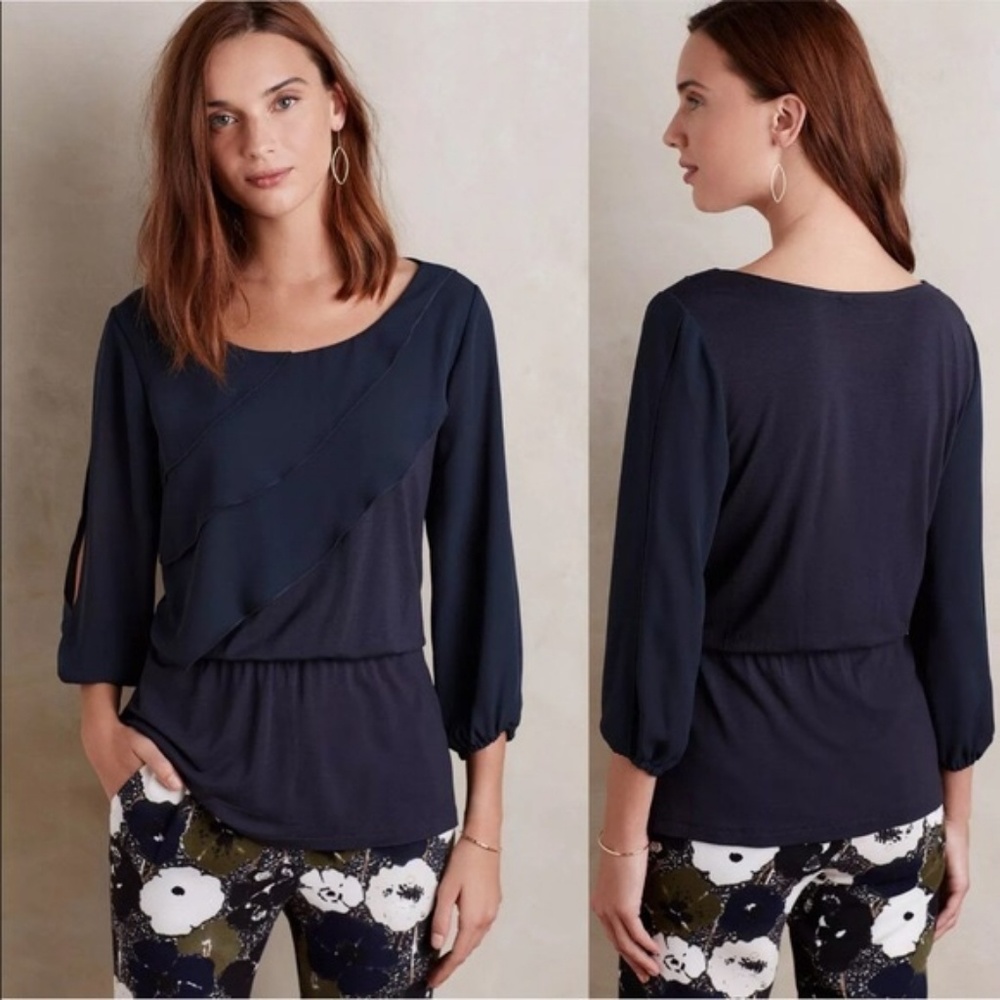 Anthropologie Deletta Alee ruffle peplum blouse S